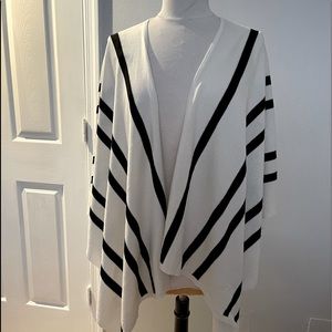 Talbots White with black stripes Shawl  one size fits all NWT